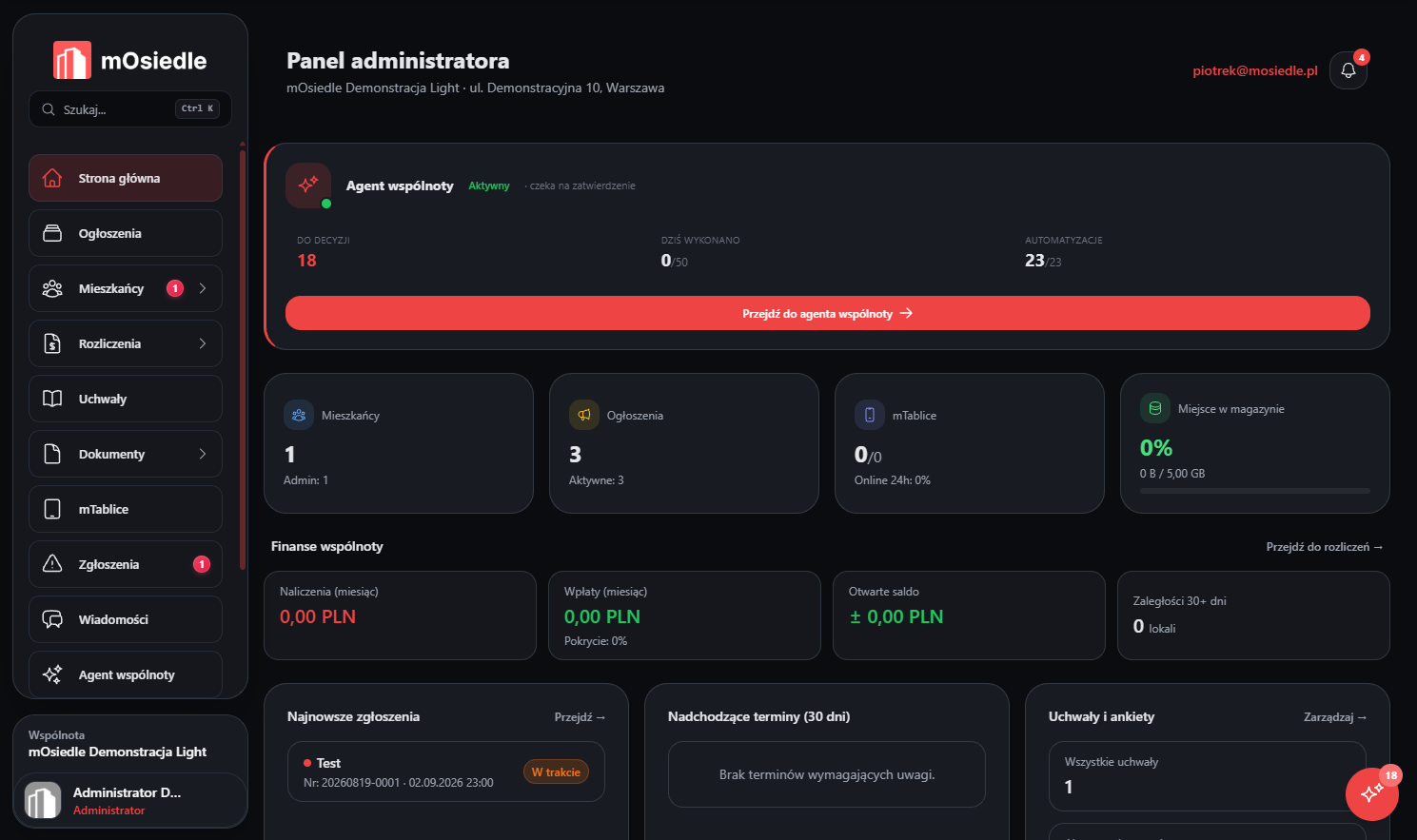 Panel administratora mOsiedle